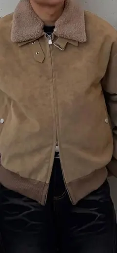 3wayボア襟キルティングジャケット　ベージュ