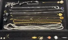 遺品整理　シルバー925 ネックレスとパールブレスレットセット　まとめ売り