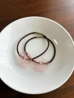リボンモチーフ ピンクヘアゴム 2個セット　プチギフト