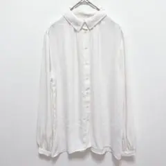 バナナリパブリック|長袖 シアーシャツ【S】パフスリーブ 揺れ感 シンプル 白のサムネイル