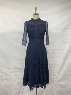 ネイビー レース Aライン ワンピース