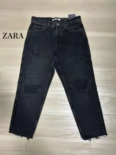 ZARA ダメージ加工 ダークブラック ジーンズ