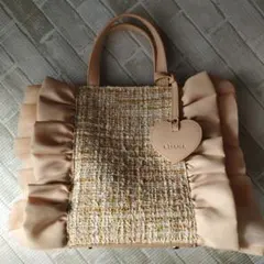 DIANA　ツイードハートフリル ハンドバッグ