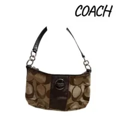 『訳あり』COACHコーチ シグネチャー ミニハンドバッグ ブラウン キャンバス