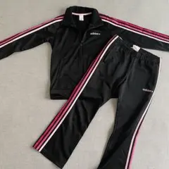 adidas ジャージ上下セット 黒×白ライン 上L下M メンズのサムネイル
