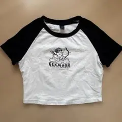 SHEIN 天使プリント ラグランTシャツ ブラック S