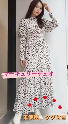 2WAYペイントドットシャーリングロングワンピース