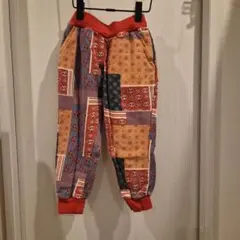 MARKEY’S パッチワーク柄 ロングパンツ 110　赤　レッド