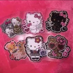 日焼けキティ ギャルキティ ステッカー シール 6枚セット グリッター