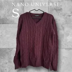 NANO UNIVERSE バーガンディ Vネックニット S