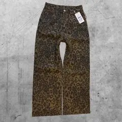 最終【archive】y2k /デニム パンツ/微フレア/ヒョウ/レオパード/柄