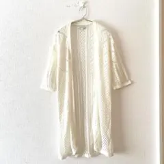 ☆【アメリカンホリック】カーディガン ボタンレス 七分袖 透け感有 F