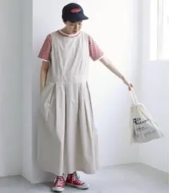 PAR ICI コットンサテン ノースリーブ ロングワンピース