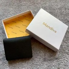 ブラック レザー二つ折り財 薄型 コンパクト 小銭入れ スキミング防止