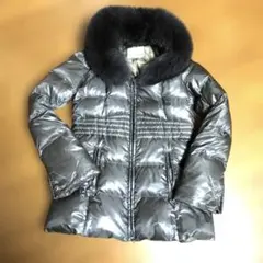 極美品⭐️BEATRICE グレー 濃茶ファー付きダウン光沢ジャケット38/M