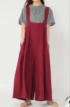 スタジオクリップ はなさんコラボ墨紅麦サロペットパンツ　低身長さん向けPFサイズ