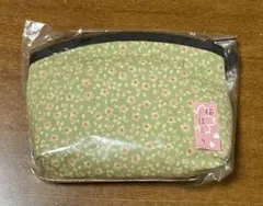 お値下げ★ 和風　和柄　化粧ポーチ　ポーチ　軽量　緑　花柄　桜はらり