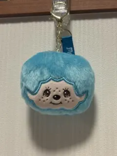 モンチッチ フェイス マスコット キーホルダー ブルー