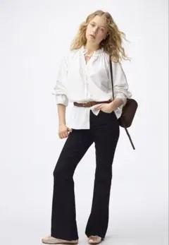 スリムフレアジーンズ ブラック WOMEN L