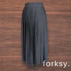 【forksy.】デニムプリーツロングスカート ブラックF