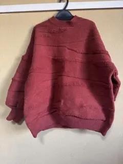 【セレクトモカ】バーガンディ ストライプニットセーター