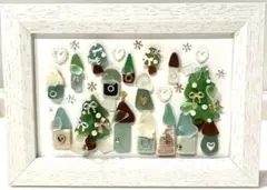 天然シーグラスアート　雪降る街