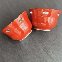 有田焼風 赤絵 小鉢 2個セット 透かしデザイン