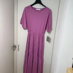 PRIORITY 半袖 ロングワンピース パープルのサムネイル