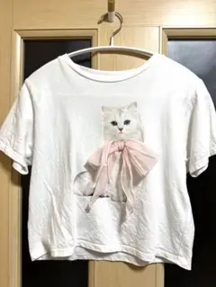 美品　olive des olive リボン　猫　Tシャツ