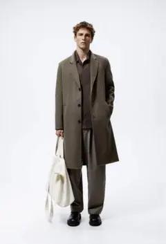 ZARA(ザラ) ダブルサイド仕様ウール混コート L カーキ