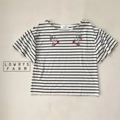 ローリーズファーム 花刺繍 ボーダー 半袖Tシャツ L レディース 白黒 春夏のサムネイル