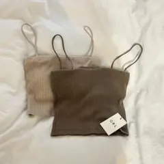 GRLキャミソール 2色セット Sサイズ パット付き （ベージュ 試着のみ着用）