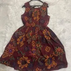 ロイスクレヨン　フレアワンピース　花柄　総柄　M