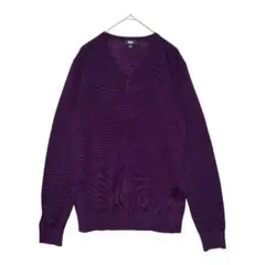 UNIQLO ユニクロ メンズ 定番ニット Vネックセーター 長袖 S パープル
