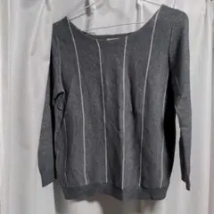 オンワード　merry jenny 　グレー ストライプ ニットセーター