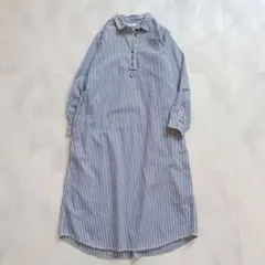 パラスパレス 長袖 シャツ チュニック 麻100% ストライプ シェルボタン L パラスパレス 長袖 シャツ チュニック 麻100% ストライプ シェルボタン