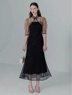 スパンコールボタニカルマーメイドボレロ2WAYワンピースドレス結婚式パーティー