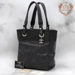 シャネル パリビアリッツPM マトラッセ トート ブラック シルバー金具 B5