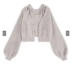 【新品タグ付】カーディガン×キャミソールシャギーニットアンサンブル[pm356]