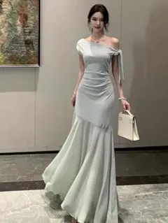 リボンが可愛いロングドレス∞肩見せデザイン⁂パーティーに最適ヽ(・∀・)ノ