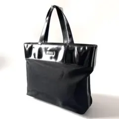 CELINE セリーヌ　トートバッグ　ナイロンキャンバス　エナメル　黒　A4のサムネイル