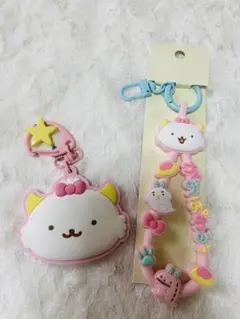 サンリオ がおぱわるぅ ラバーコードキーホルダー、ラバーミラー(汚れあり)