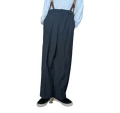 ヴィンテージ ピンストライプ ワイドスラックス サスペンダーボタン付のサムネイル