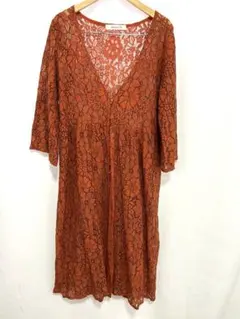 【美品】as know as 総レース ロングカーディガン オレンジ Fサイズのサムネイル