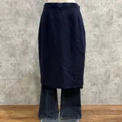 【送料無料】 スカート タイトスカート 無地 古着 レイヤード レトロ ウール