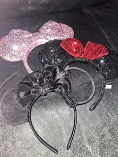 ミニーマウス風カチューシャ3点セット