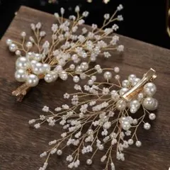 結婚式 卒業式 パール ゴールド ヘアアクセ 華やか クリップ 艶やか お薦め