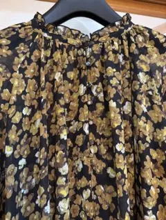 ユナイテッドアローズ 花柄ロングワンピースキャミソール付きFREE ブラック