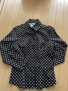 ドット柄 長袖シャツ 黒/白のサムネイル