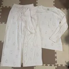 ジェラートピケ　ピンク　うさぎ　パジャマ　部屋着　ルームウェア　上下セットアップ